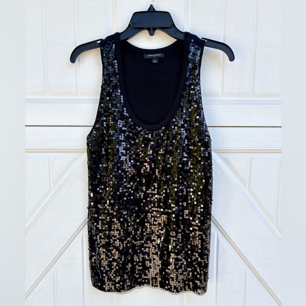 Banana Republic Black Sequin Tank Top Women’s Medium Party Holiday